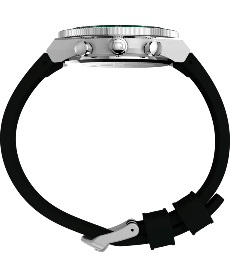 Timex Q Chronograph Black Dial and Rubber Band Watch TW2Y56100