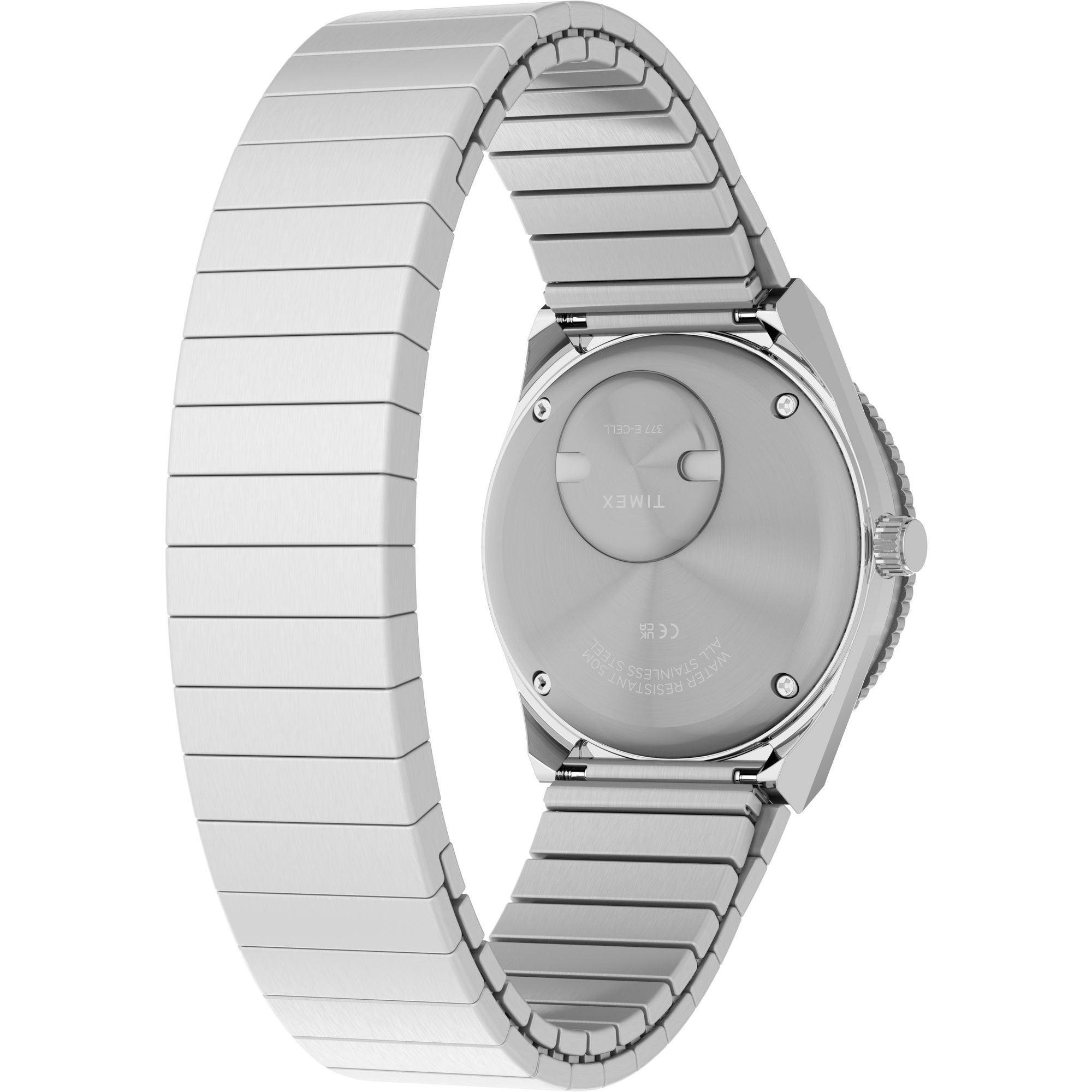 Timex Q Time 30mm Blue Dial Silver Expansion Band Women's Watch TW2W77300