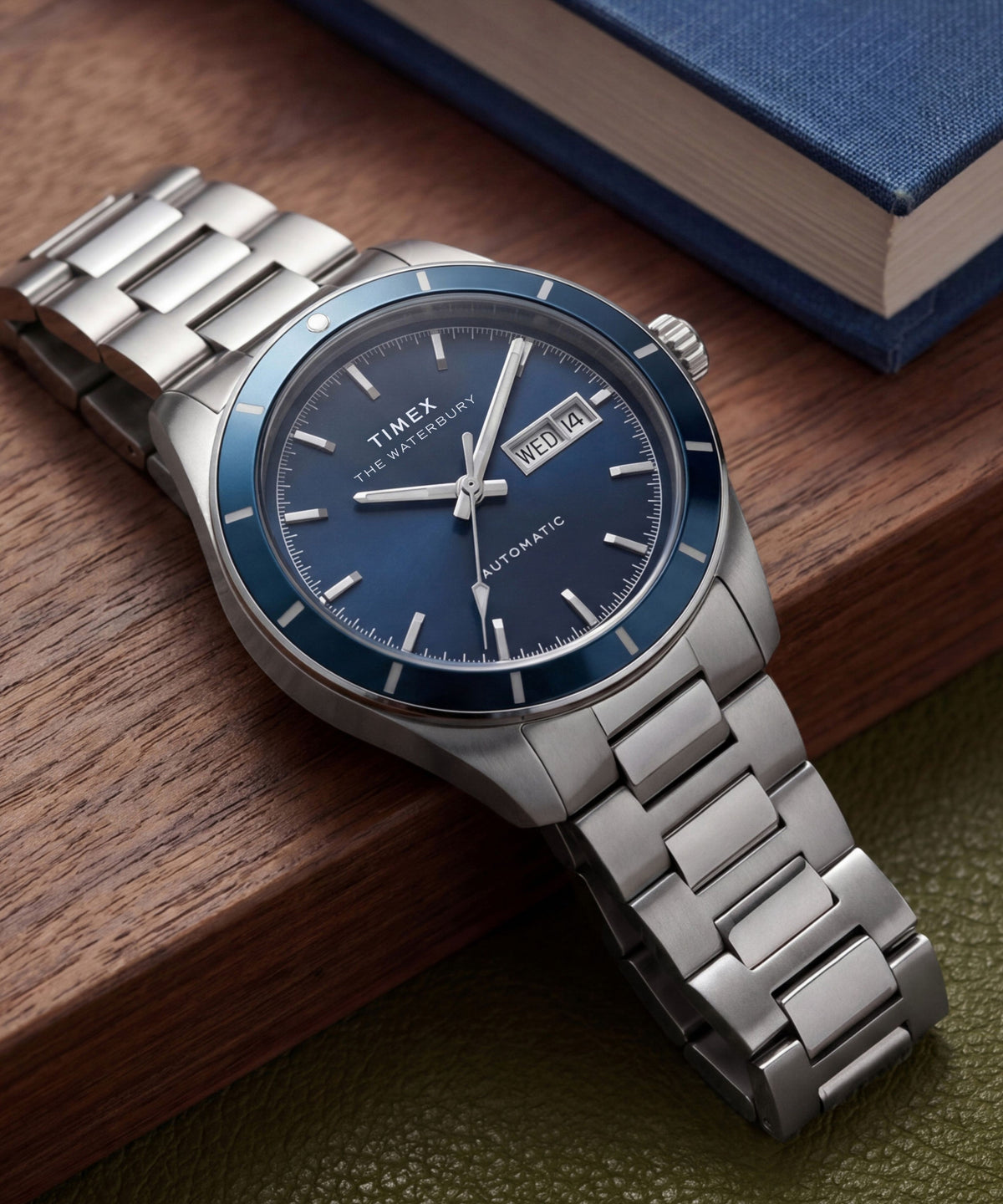 Timex Waterbury Heritage Automatic 39mm Blue Dial Stainless Steel Watch TW2Y94100