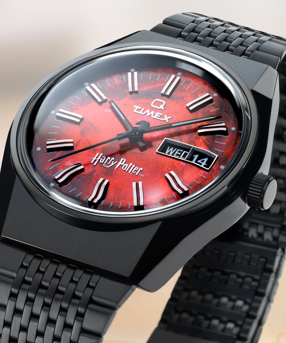 Timex Q Harry Potter Sorcerer's Stone 38mm Red Dial Steel Watch TW2Y99700