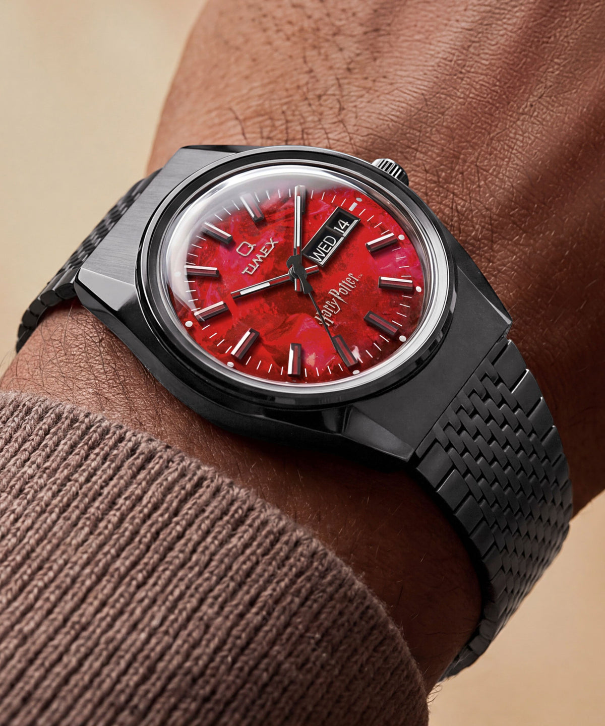 Timex Q Harry Potter Sorcerer's Stone 38mm Red Dial Steel Watch TW2Y99700