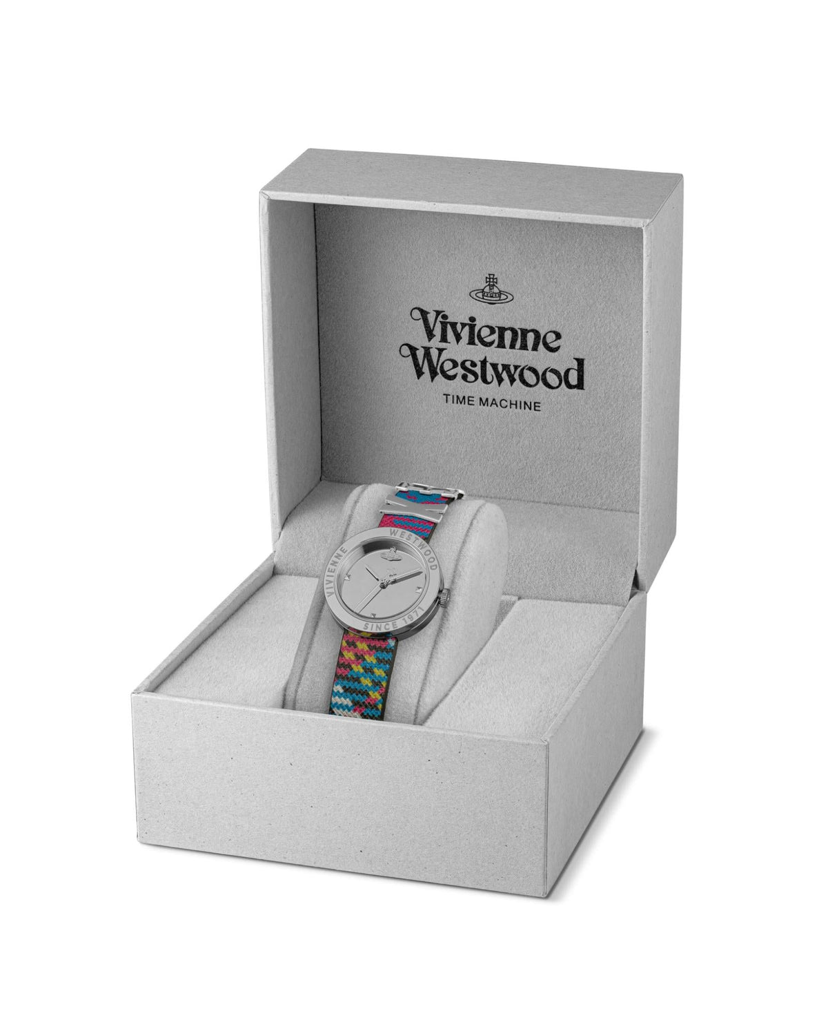 Vivienne Westwood Rebel Sex Silver Dial Tartan Leather Strap Watch