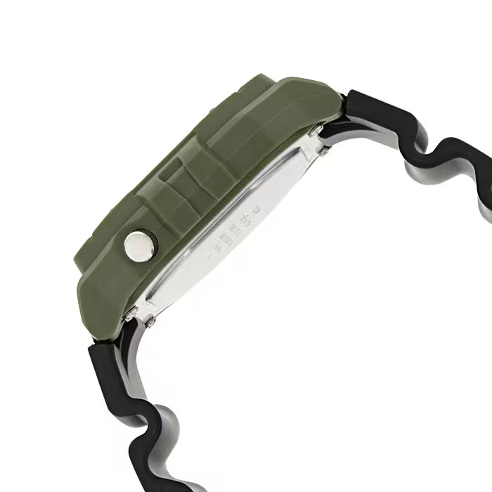 Casio Digital Black Resin Band Green Case Watch W218H-3A