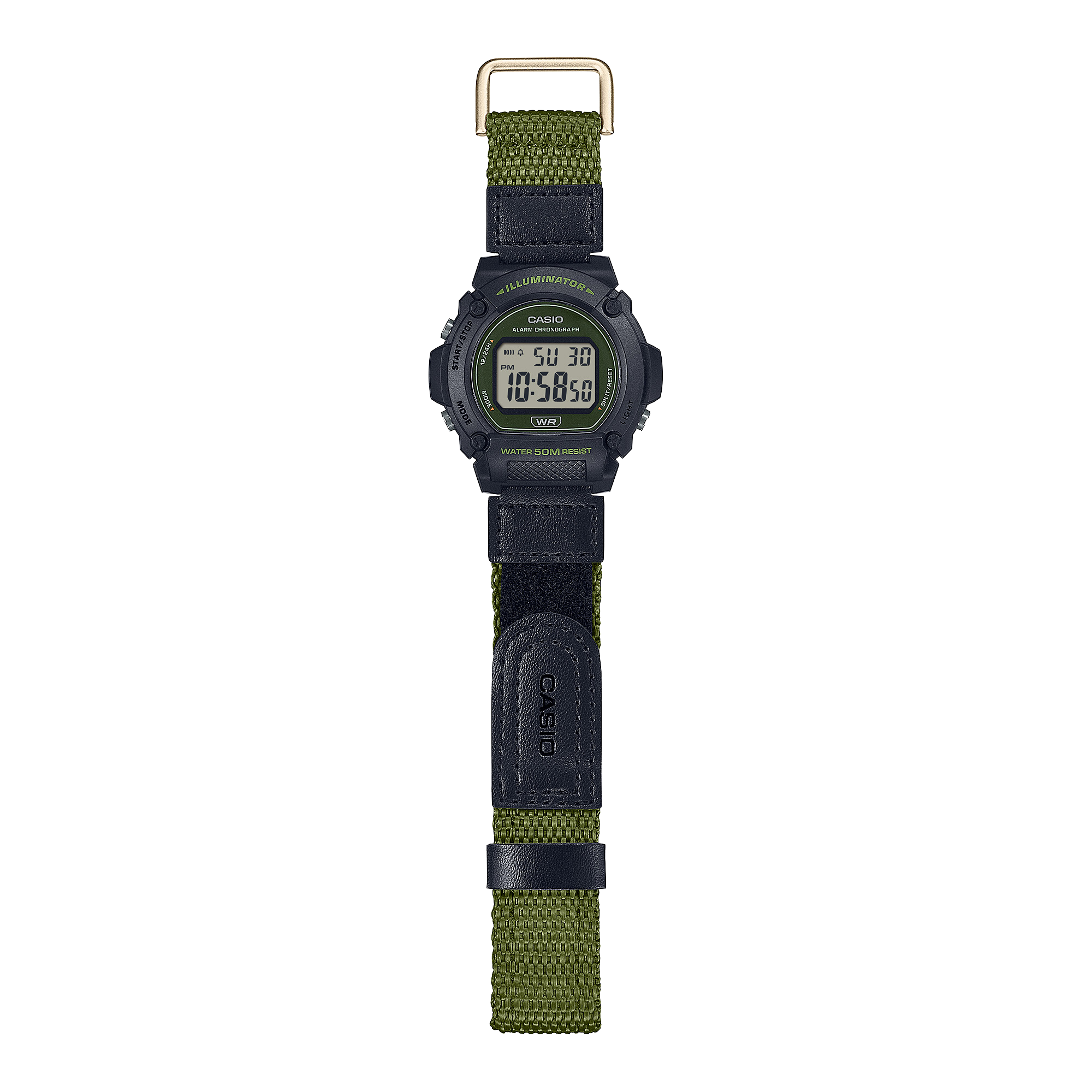 Casio Standard Green Fabric Strap Green Dial Watch W219HB-3A