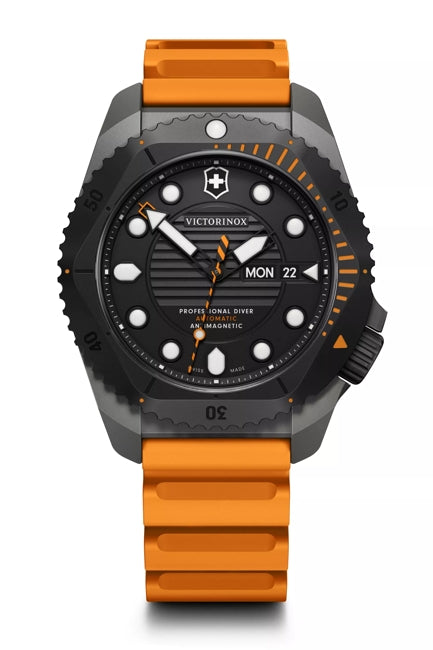 Victorinox Dive Pro Automatic Orange Rubber Black Dial Watch 241996