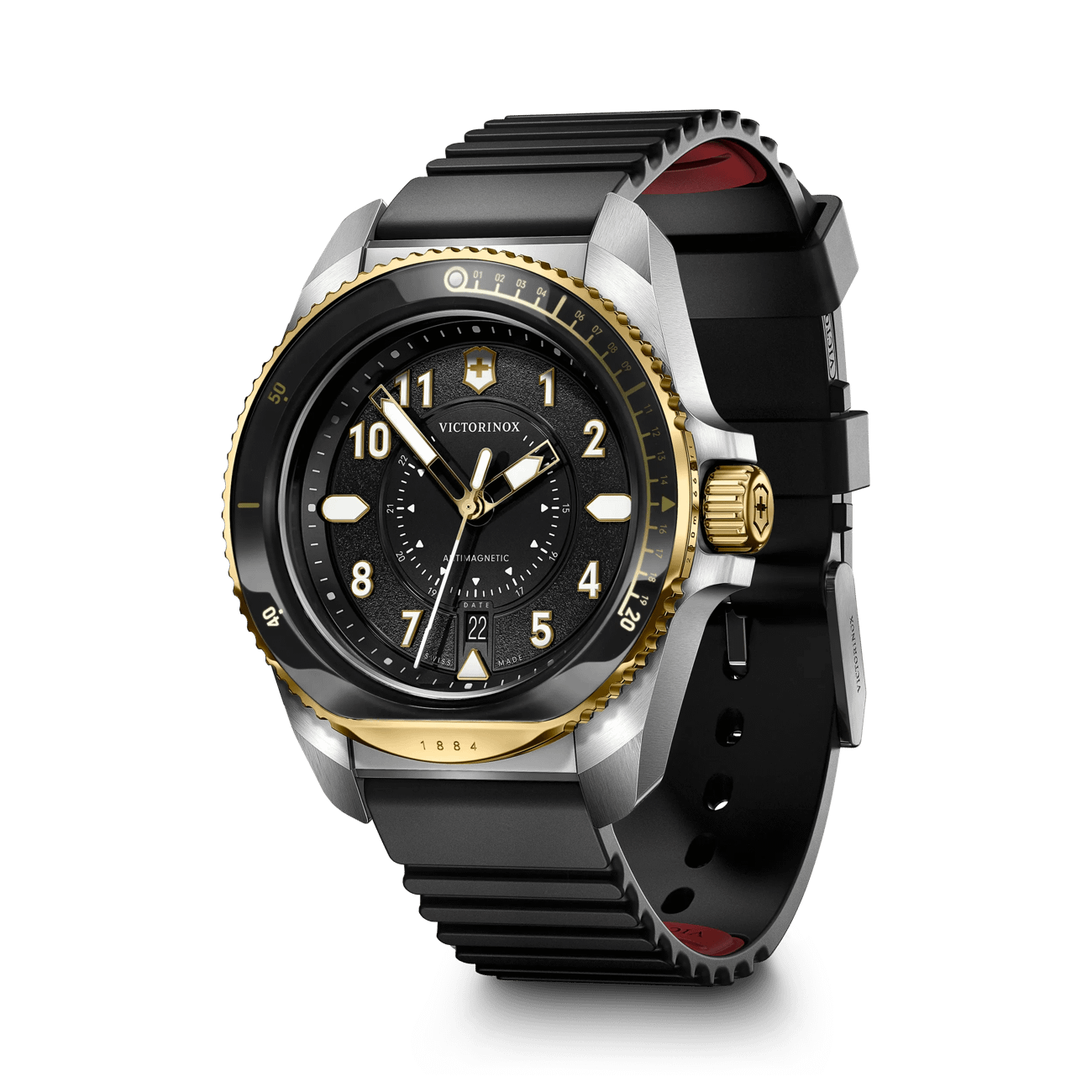 Victorinox Journey 1884 43mm Black Rubber Strap Black Dial Watch 242014