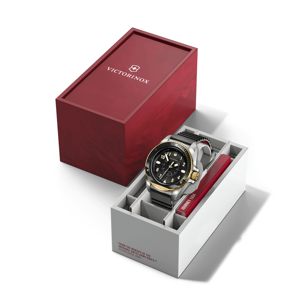 Victorinox Journey 1884 43mm Black Rubber Strap Black Dial Watch 242014