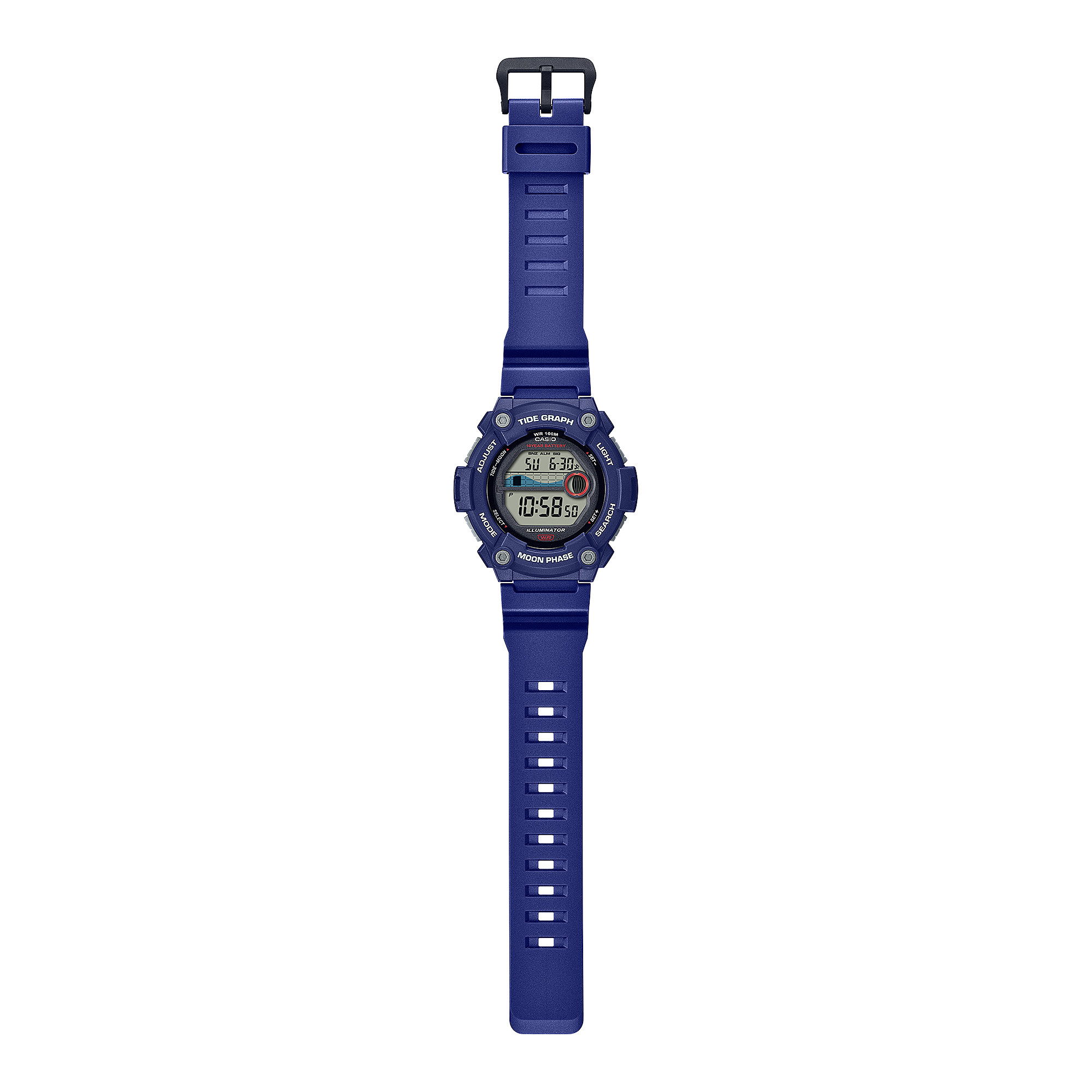 Casio Digital Tide Blue Resin Band Watch WS1300H-2A