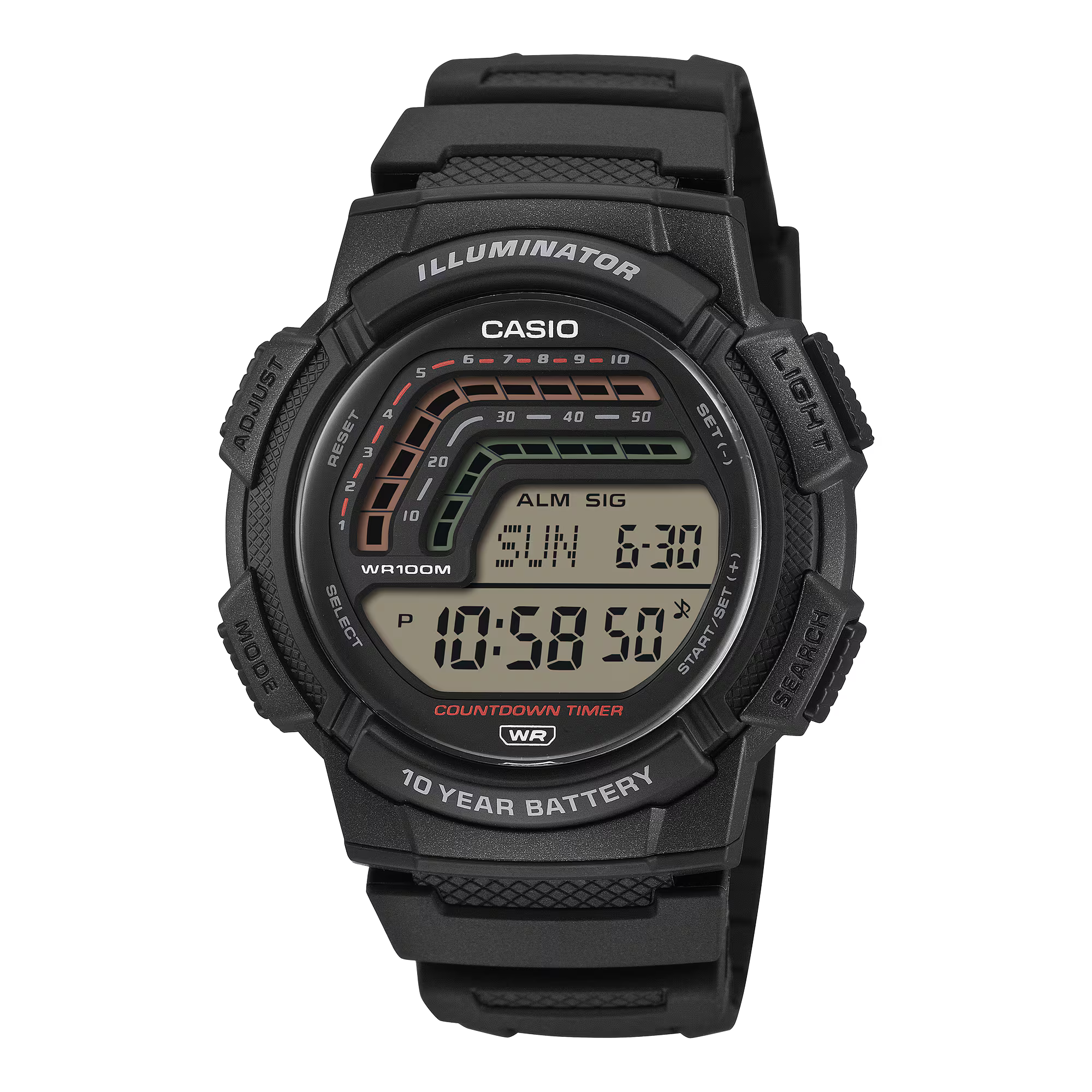 Casio Multifunction Black Resin Band with Precision Timekeeping Watch WS1800-1A