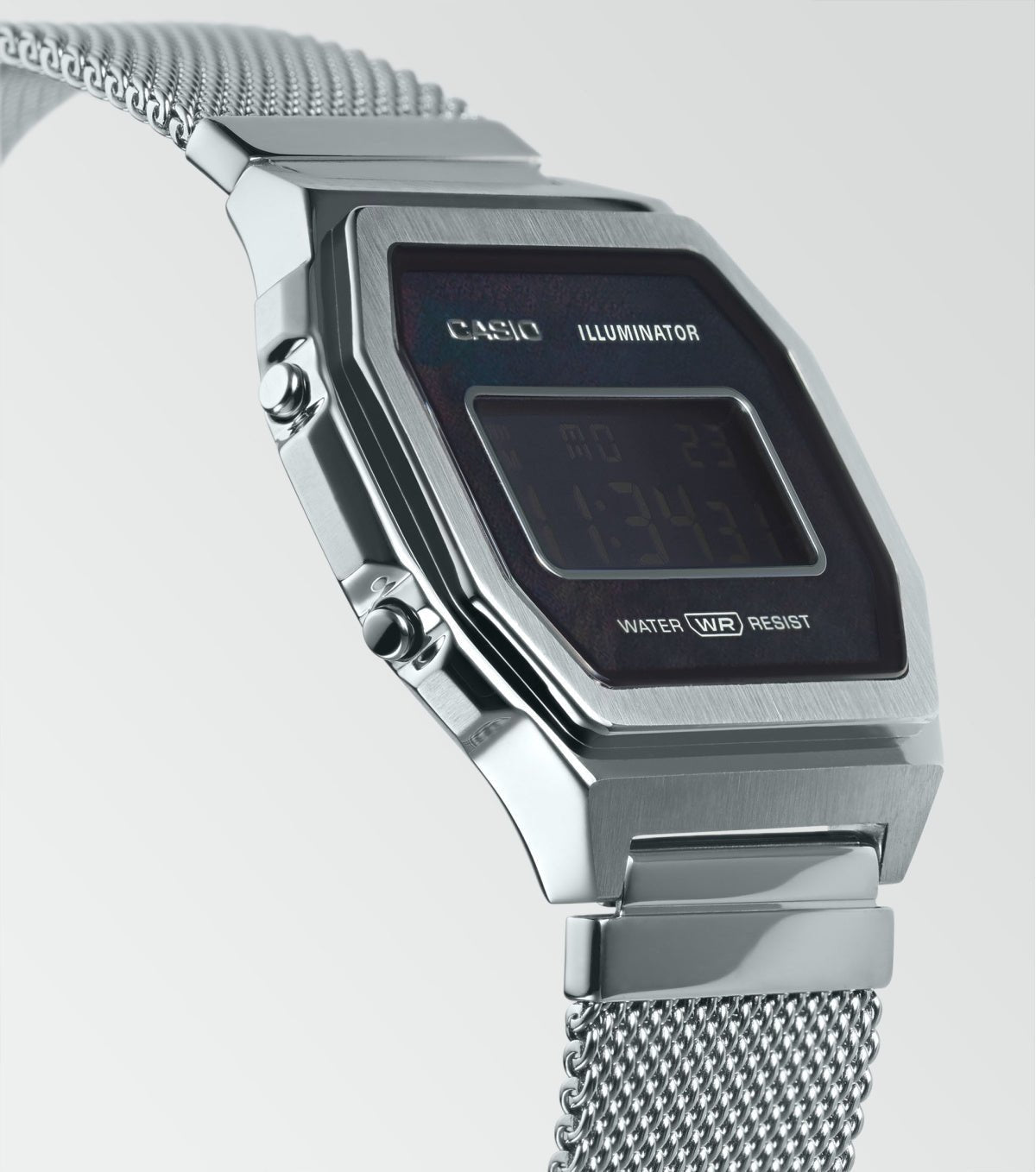 Casio Vintage Premium Stainless Steel Black Dial Watch A1000M 1BE Watch Direct