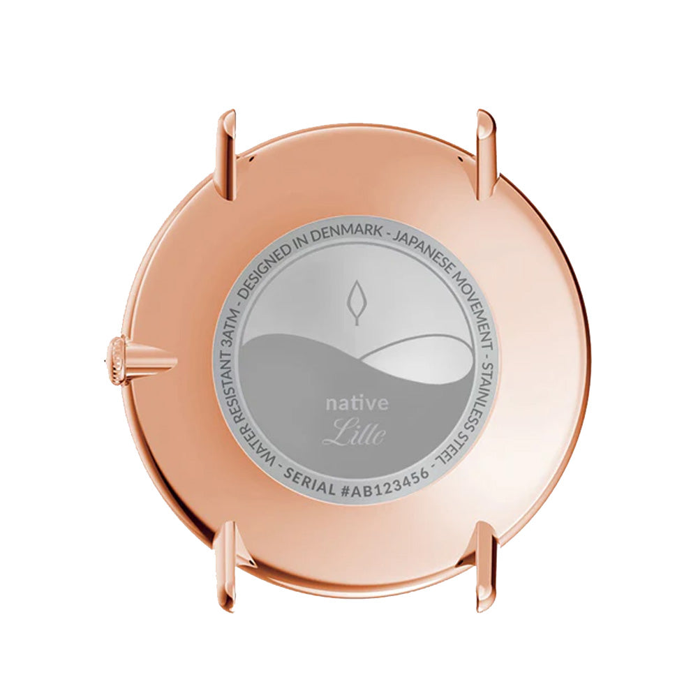 Nordgreen Native 32mm Rose Gold Case Brown Leather Strap Watch