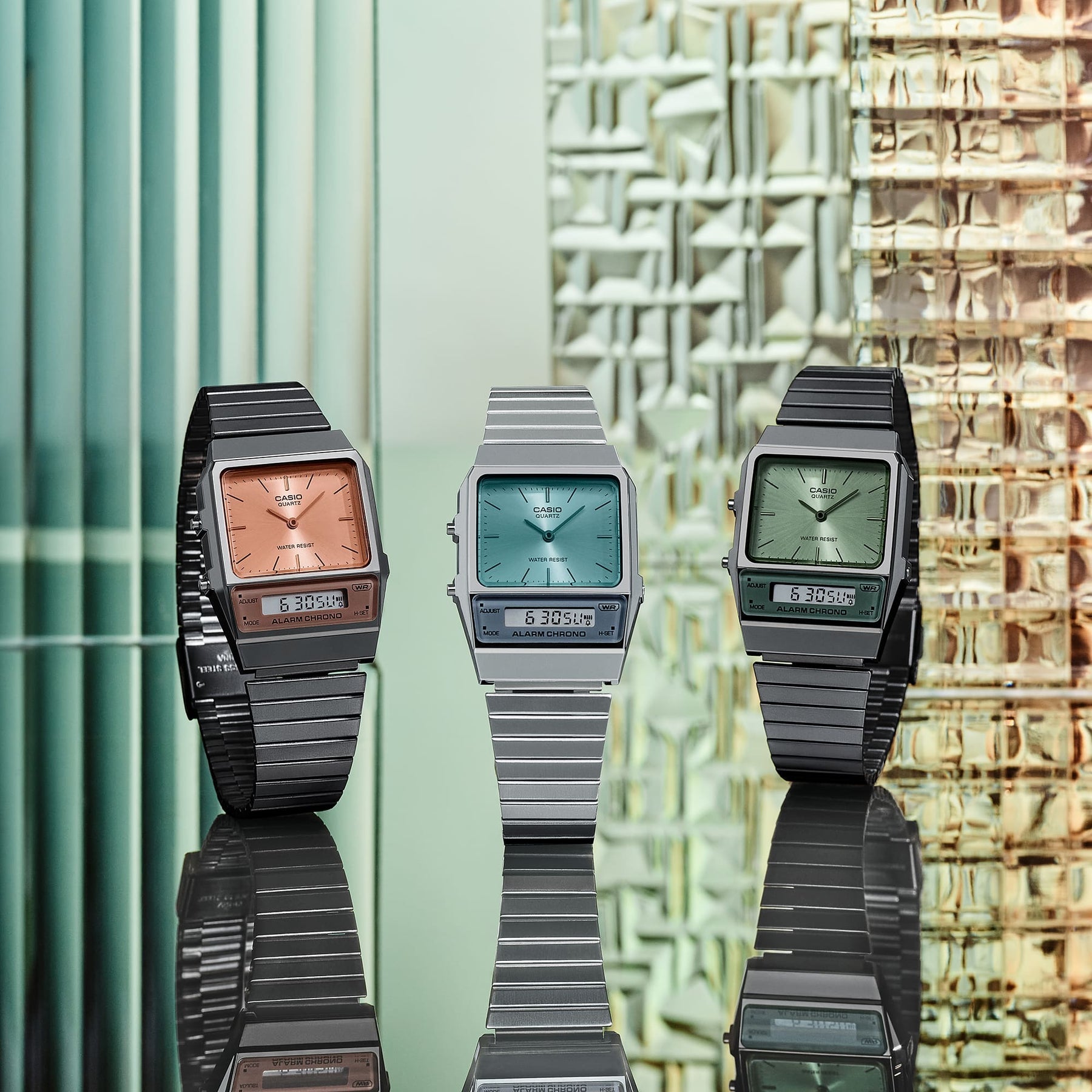 Casio Vintage Black Stainless Steel Band Watch AQ800ECGG-3A