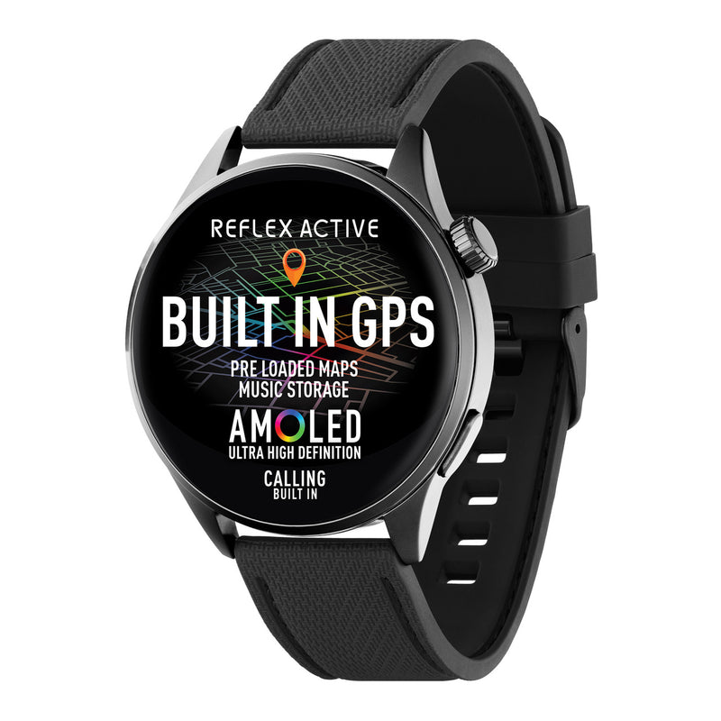 Reflex Active SERIES 45 AMOLED GPS 黑色硅胶表带智能手表