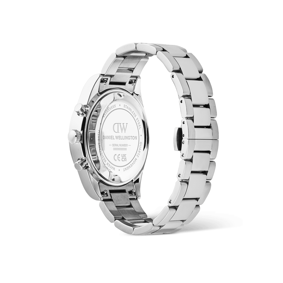 Daniel Wellington Iconic Tachymeter 3-Link Arctic Silver DW00100949 men's watch with blue plain dial and silver link strap