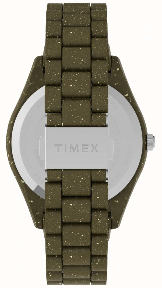 Timex Waterbury Ocean Recycled Plastic Black Dial Green Bracelet Watch TW2V77100
