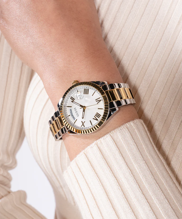 Guess Ladies Two-Toned Luna Day-Date Watch GW0308L6