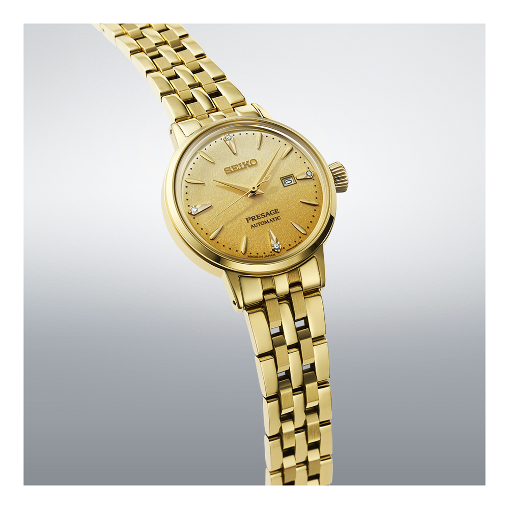 Seiko Presage Cocktail Time 'Eggnog' Gold Ombre Dial Watch Diamonds SRE018J