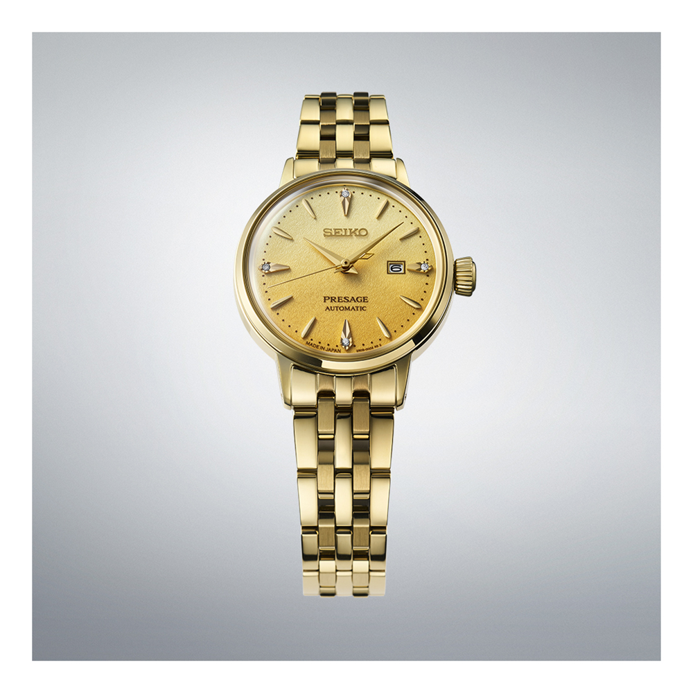 Seiko Presage Cocktail Time 'Eggnog' Gold Ombre Dial Watch Diamonds SRE018J