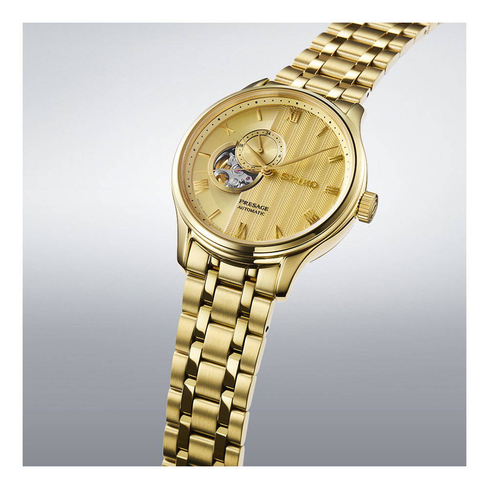 Seiko Presage Gold Dial Japanese Garden Gold Watch SSA468J