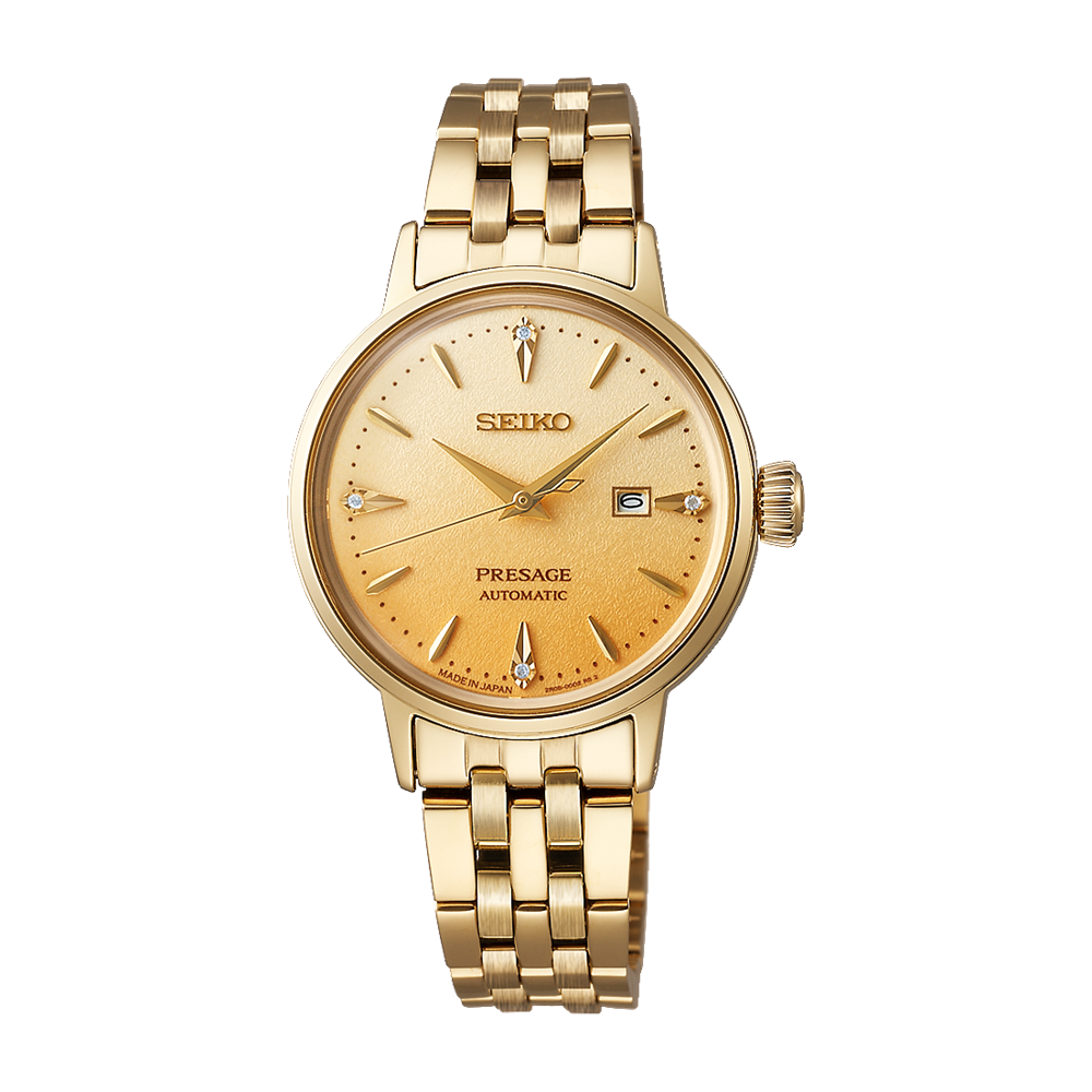 Seiko Presage Cocktail Time 'Eggnog' Gold Ombre Dial Watch Diamonds SRE018J