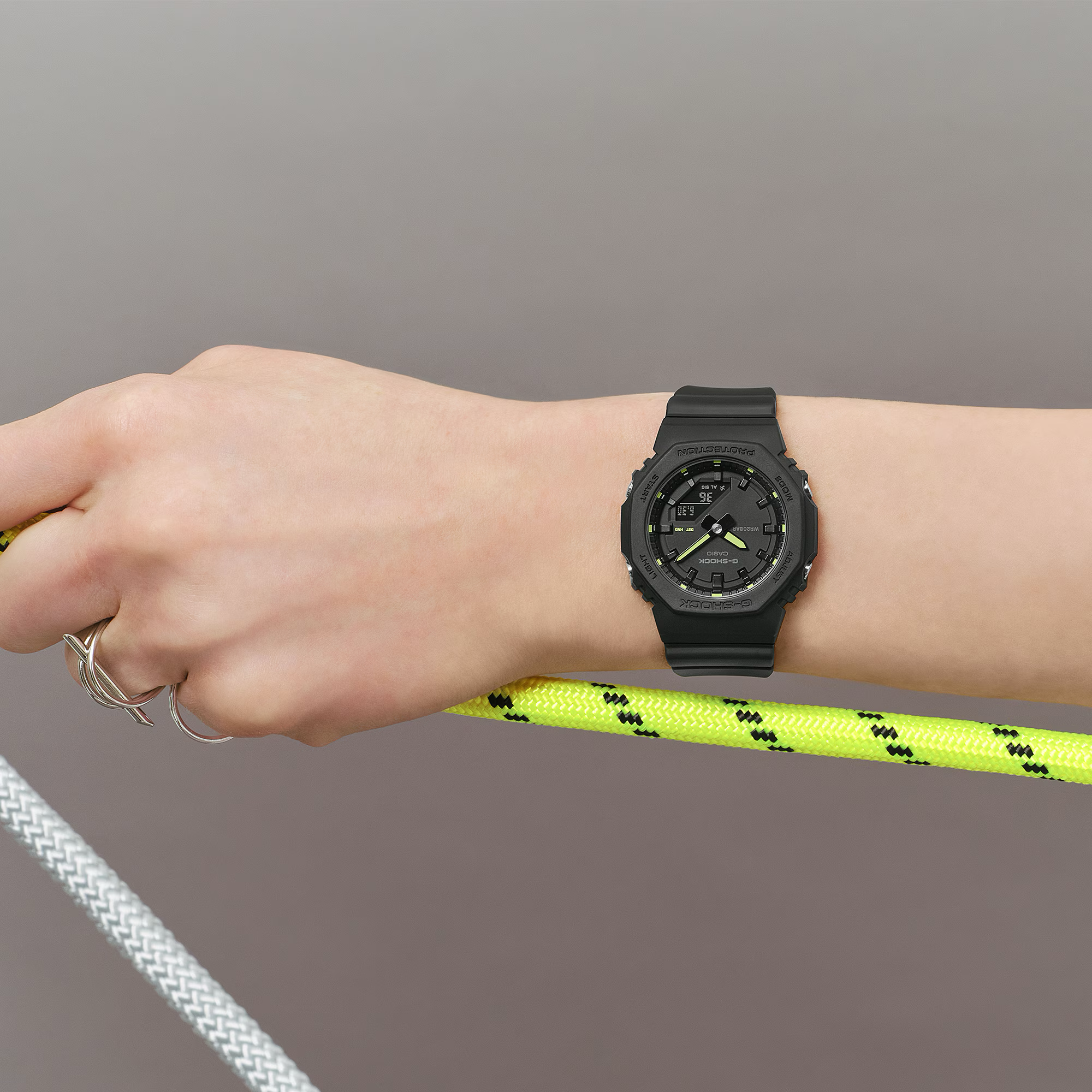 G-Shock Slim CasiOak Black With Green Markers Watch GMAP2100SA-1A2