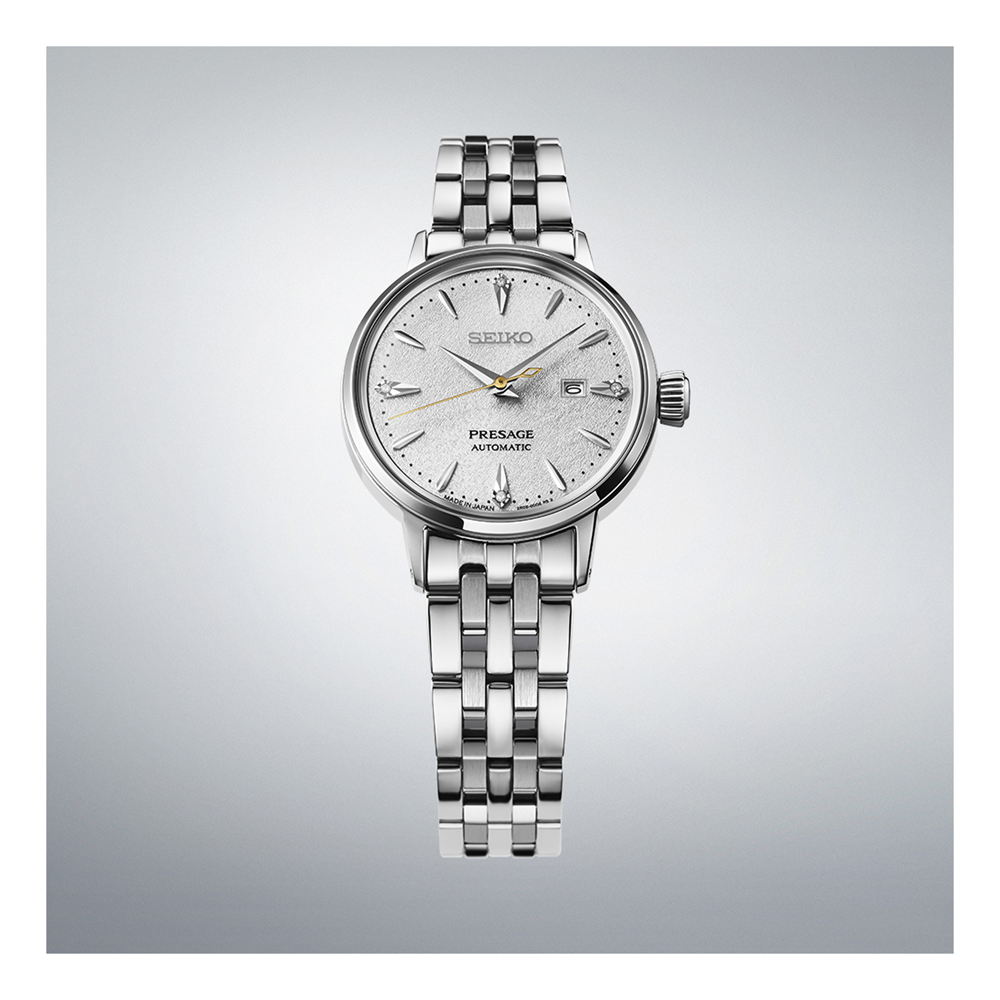 Seiko Presage Cocktail Time 'Hot Buttered Rum Cow' White Dial Watch Diamonds SRE017J
