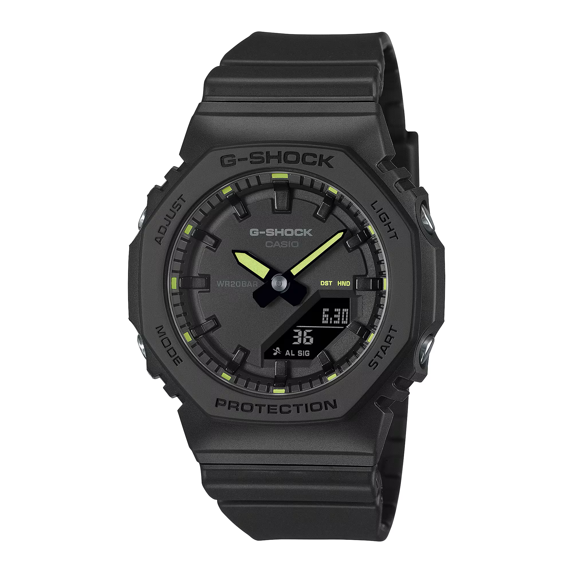 G-Shock Slim CasiOak Black With Green Markers Watch GMAP2100SA-1A2