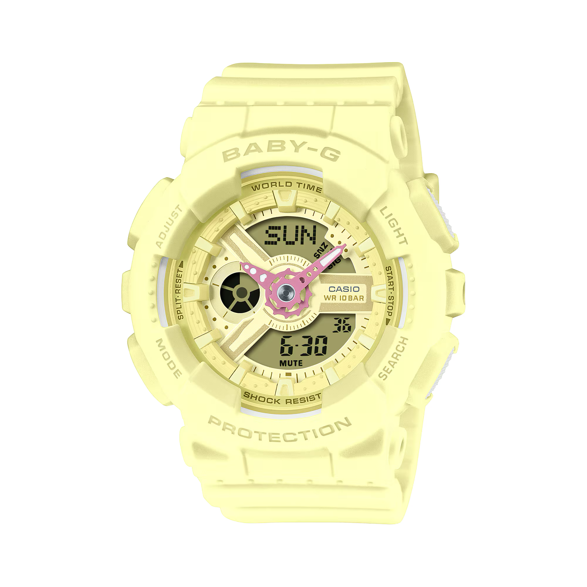 Baby-G Yellow Pastel Dial Yellow Pastel Resin Band Watch BA110AH-9A