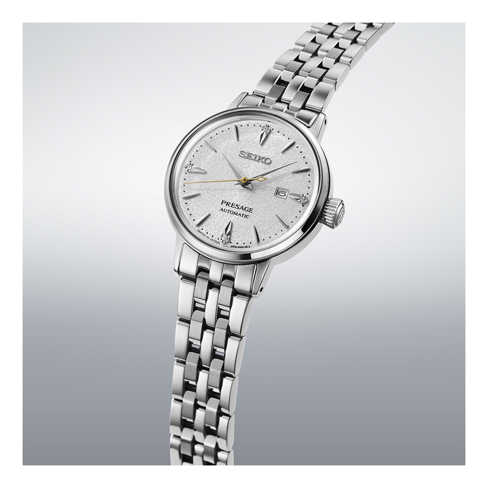Seiko Presage Cocktail Time 'Hot Buttered Rum Cow' White Dial Watch Diamonds SRE017J