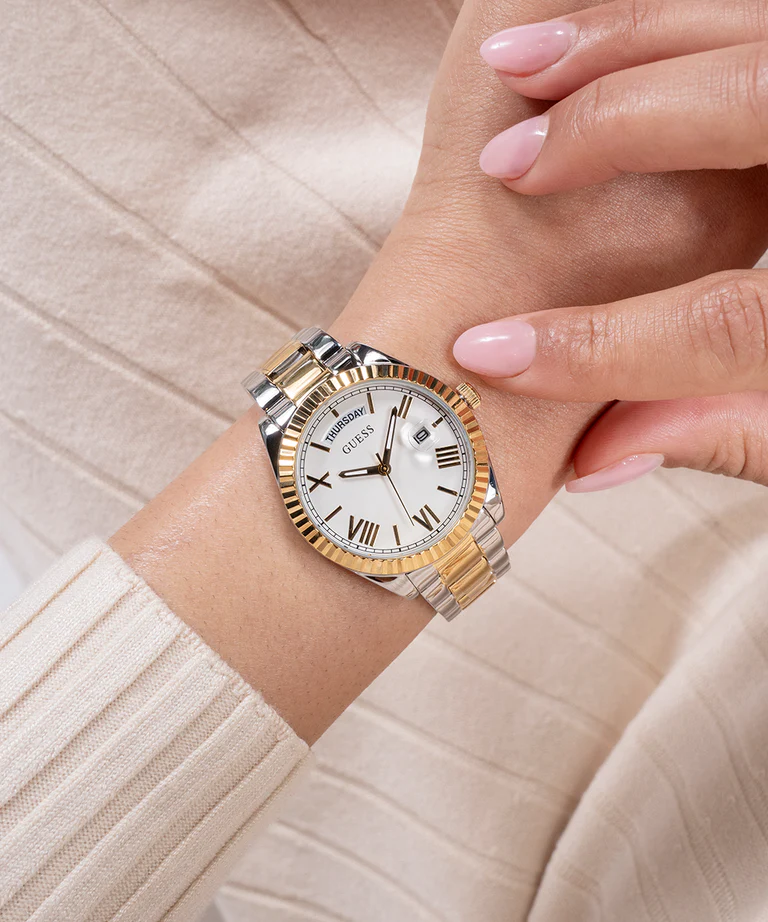 Guess Ladies Two-Toned Luna Day-Date Watch GW0308L6