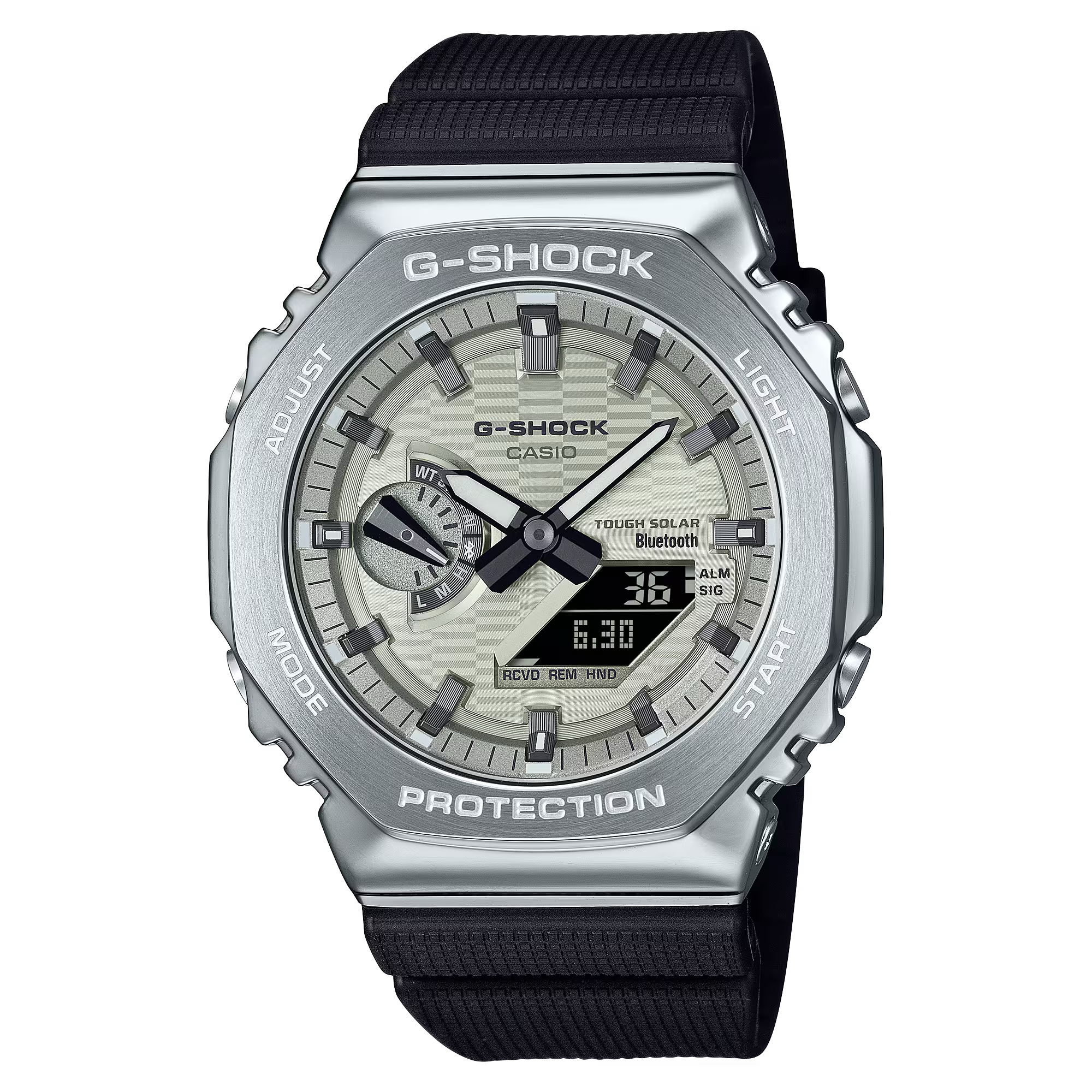 G-Shock Solar Power Silver Dial Black Resin Band Watch GBM2100A-8B