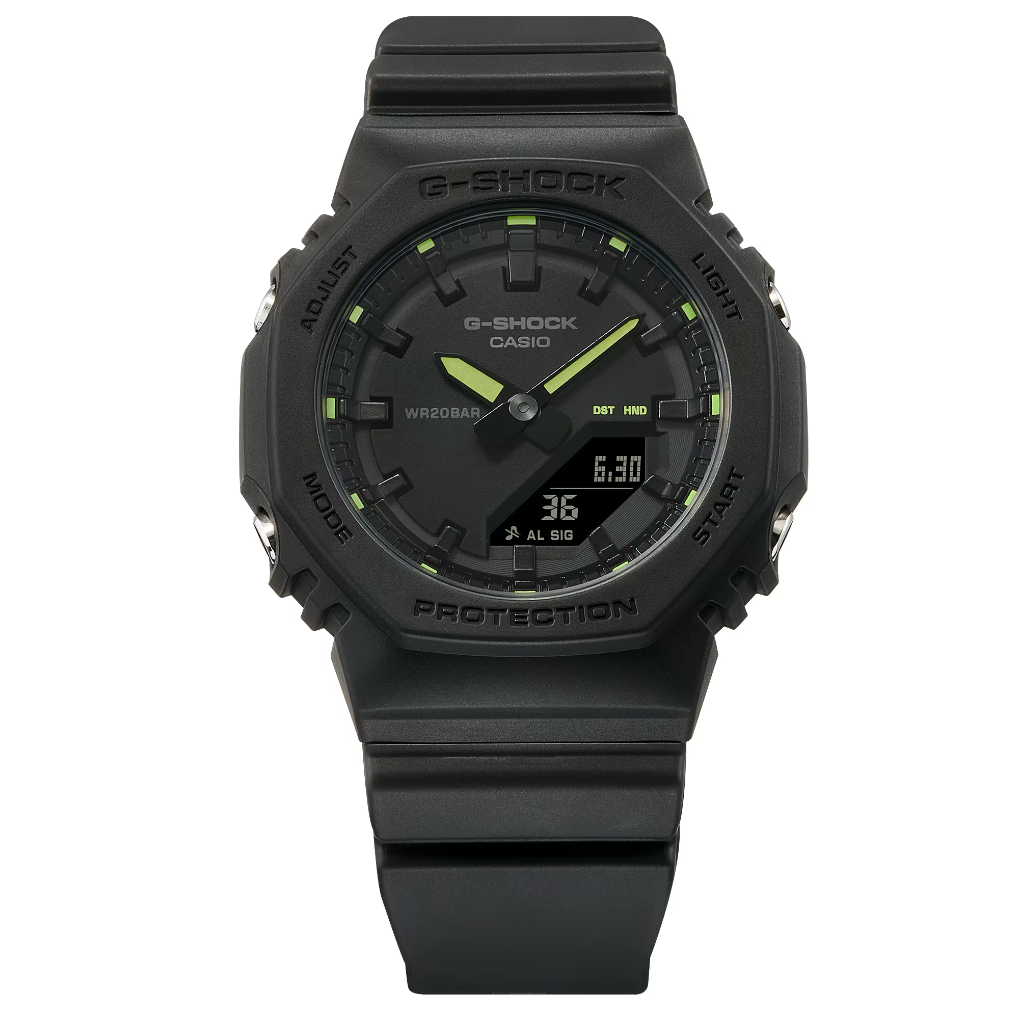 G-Shock Slim CasiOak Black With Green Markers Watch GMAP2100SA-1A2