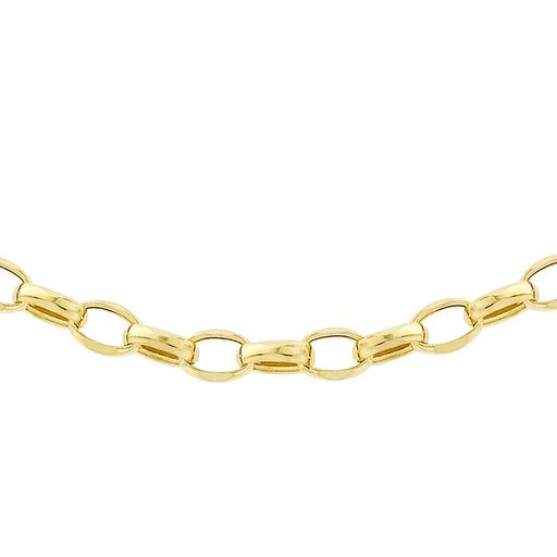 9ct Yellow Gold Oval Belcher Chain Necklace 50cm