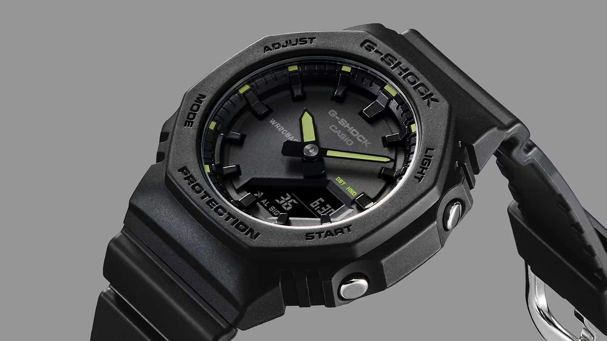 G-Shock Slim CasiOak Black With Green Markers Watch GMAP2100SA-1A2