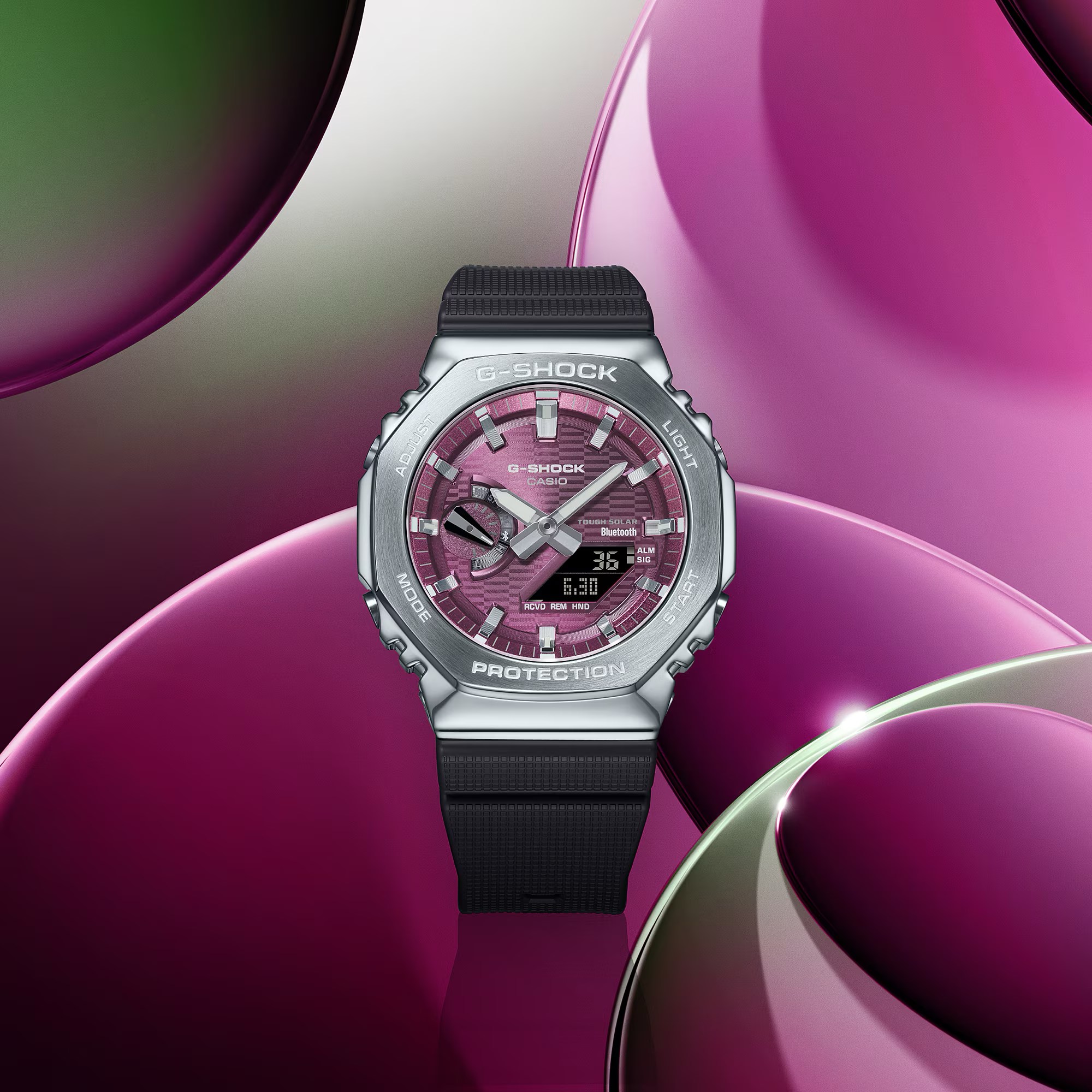 G-Shock Solar Power Burgundy Dial Black Resin Band Watch GBM2100A-4B