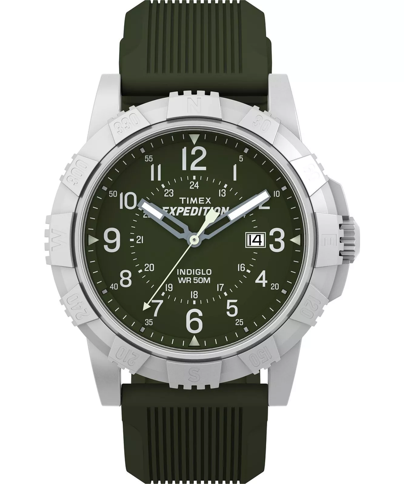 Timex Expedition North Tide 温度指南针棕色皮革表带手表 T2N721