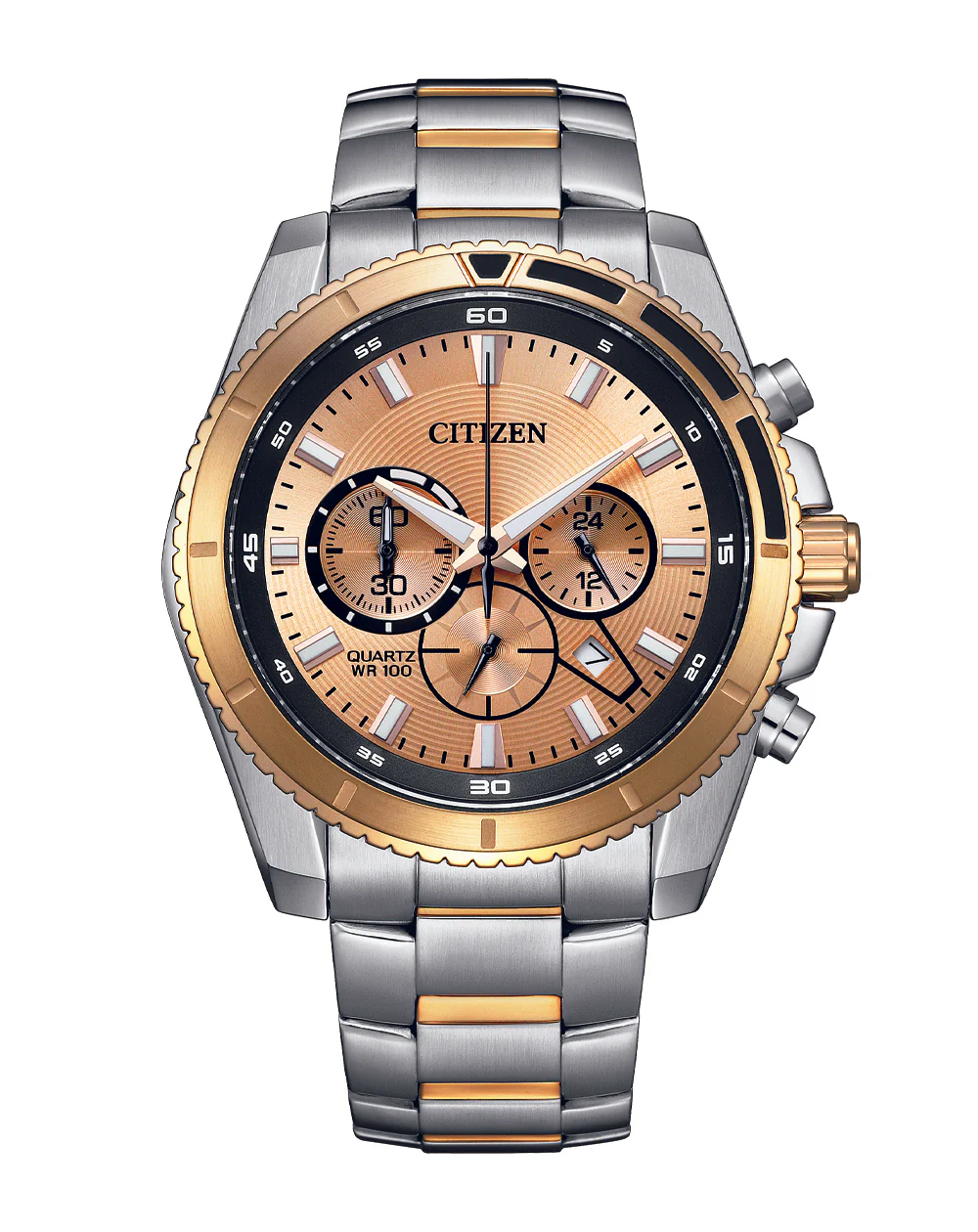 Citizen Quartz Sports Chronograph Two-Toned Brown Dial Men's Watch AN8204-59X