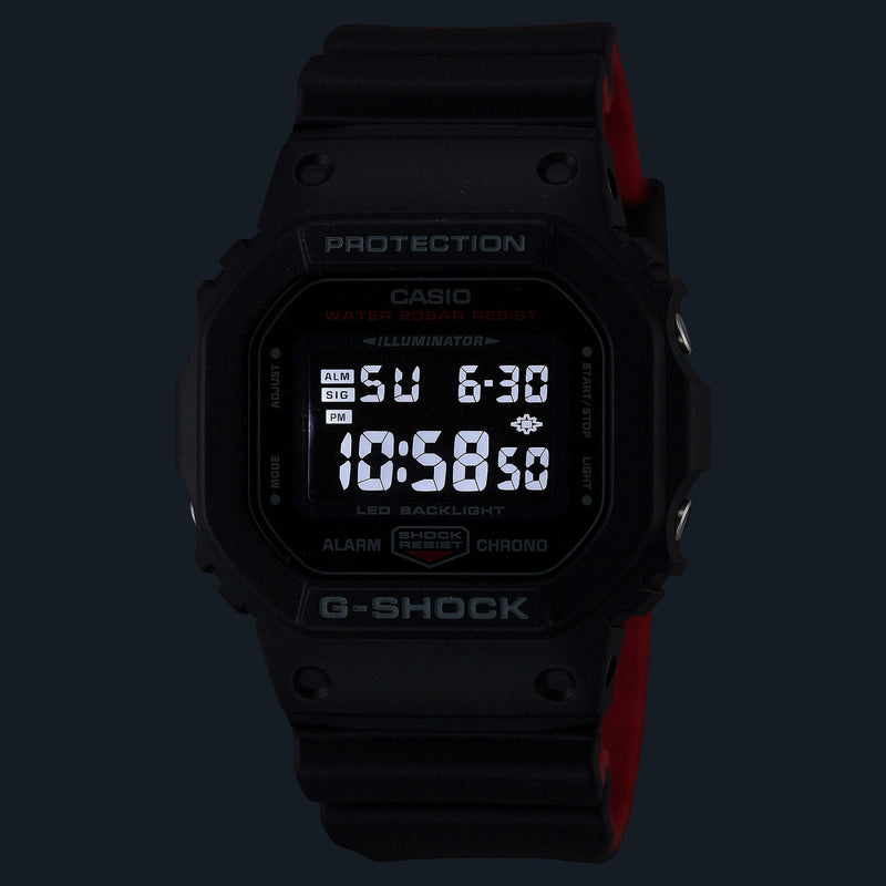 G-Shock 数字黑色树脂表带黑色表盘手表 DW5600UHR-1D