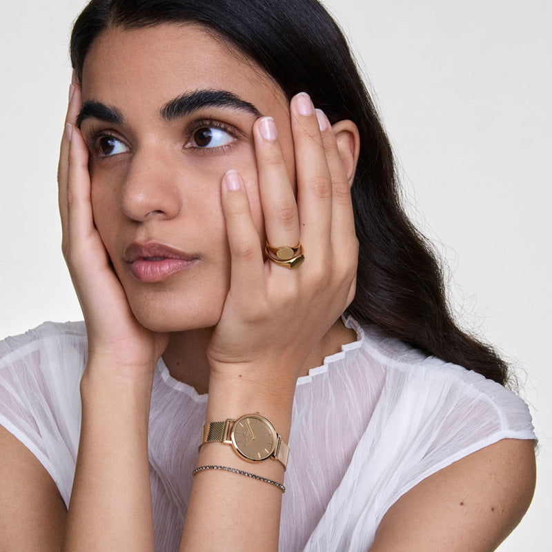 Daniel Wellington Petite Mirror Reflection Gold Dial Watch DW00100797