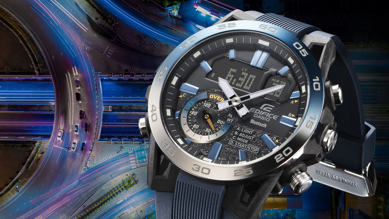 Casio Edifice Sospensione Blue Resin Band Watch ECB40NP 1A Watch Direct