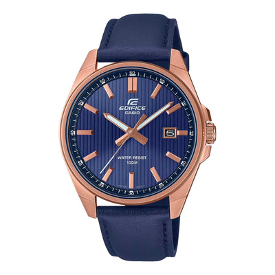 Casio Edifice Blue Leather Strap Blue Dial Watch EFV150CL-2A