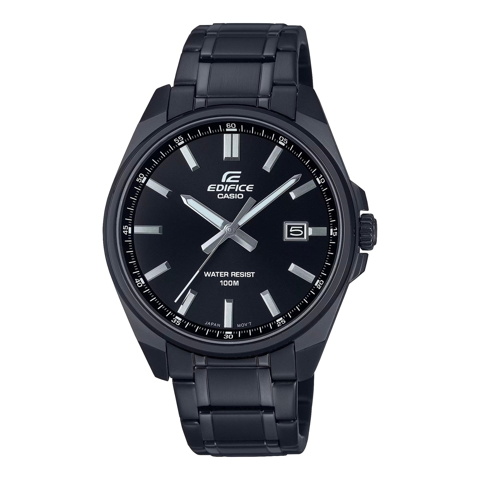 Casio Edifice Black Stainless Steel Black Dial Watch EFV150DC 1A Watch Direct