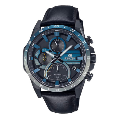 Casio Edifice Windflow Black Leather Strap Watch EQS940NL 1A