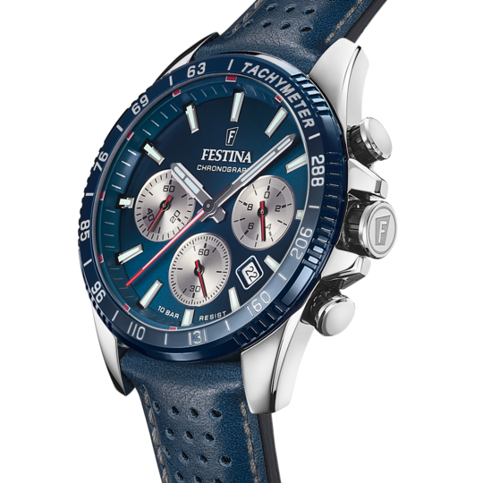 Festina 蓝色表盘蓝色皮革表带男士手表 F20561/2
