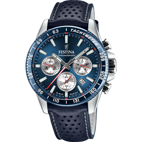 Festina 蓝色表盘蓝色皮革表带男士手表 F20561/2