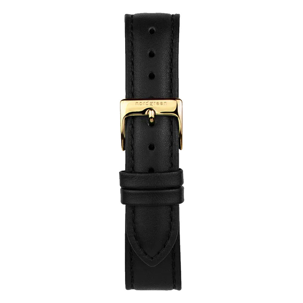 Nordgreen Native 40mm Yellow Gold Case Black Leather Watch