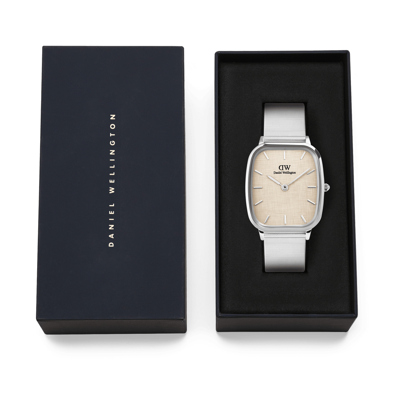 Daniel Wellington Marlon Sterling Wire Vintage Linen Pattern Dial Watch DW00100812