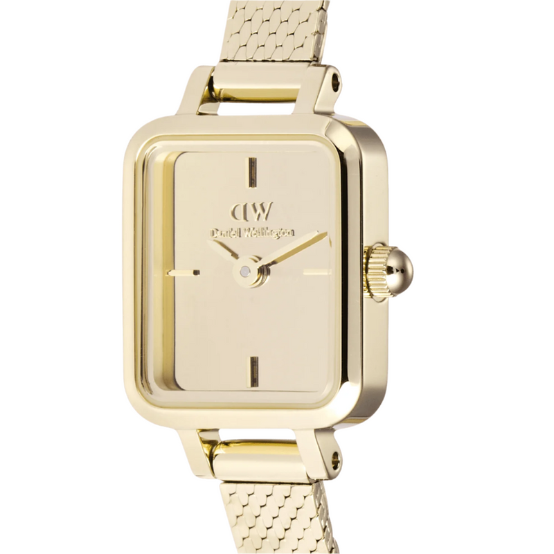 Daniel Wellington Quadro Mini Mirror Reflection Gold Dial Watch DW00100801