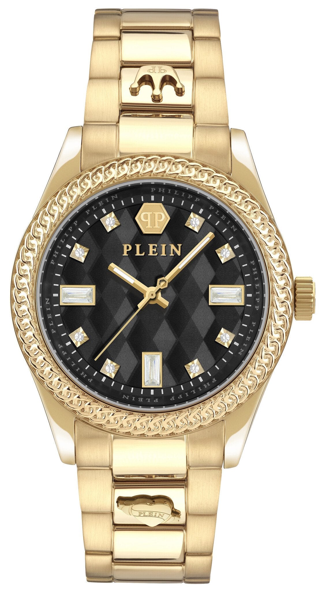 Philipp Plein Queen Crystal Gold Black Dial Stainless Steel Watch PWCDA0624