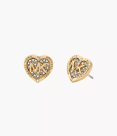 Michael Kors Gold Pavé Logo Heart Women's Stud Earrings MKJC0007A710